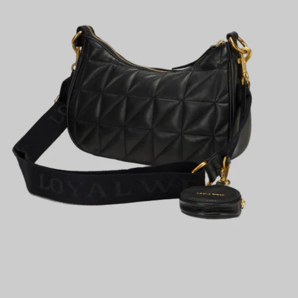 Loyal West Brand Joe Leather Quilted White or Black Quilted Shoulder Bag